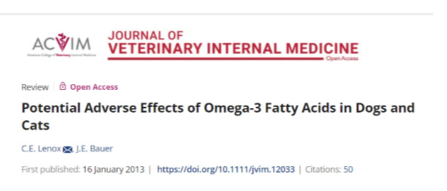 Potential adverse effects of omega-3 fatty acids in dogs and cats.